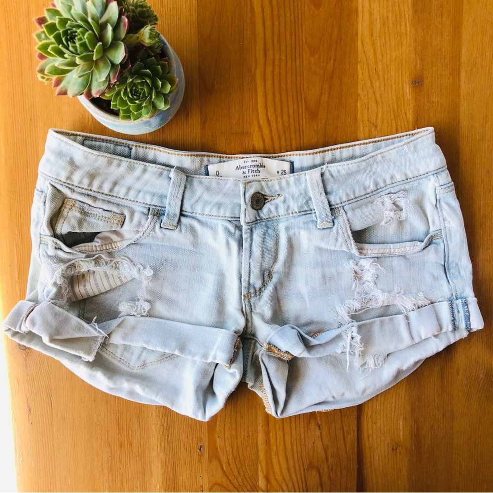 Abercrombie Distressed Low Rise Jean Shorts